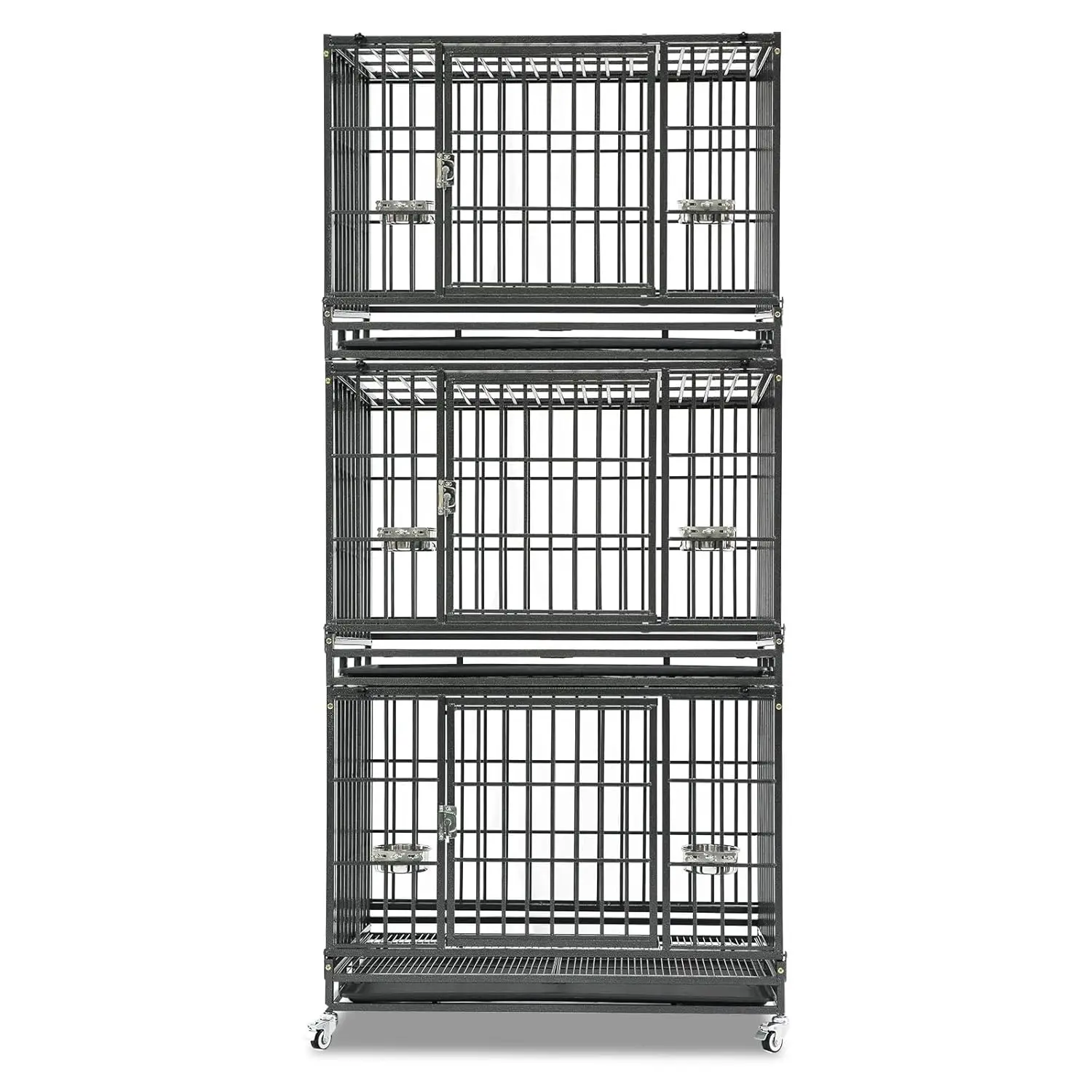 

Трехуровневый вольер для собак 37 дюймов, защита от побега, с верхним доступом и блокируемыми колесами, съемный, на заказ