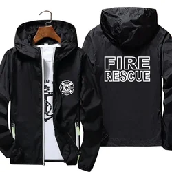 Fire Rescue Fireman Hooded Men Streetwear Jacket Reflective Sunscreen Pilot Windbreaker Skin Coat Fashion Oversized Clothing