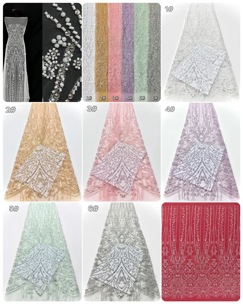 African Tulle Lace Fabric Luxury Bridal 2025 High Quality Nigerian Groom French Mesh Sequins Fabric For Wedding Dresses Sewing