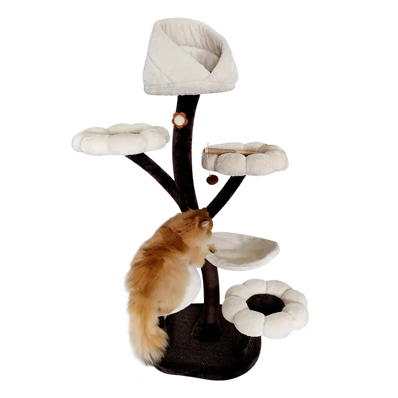 Unique Flower Cat Tree with Sisal Scratching Post and Multi-Level Perches for Your Cat's Playful and Relaxing Moments