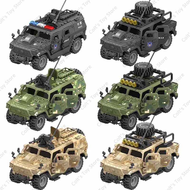 

WW2 Military Armored Off Road Vehicle Building Blocks Army Vehicle Soldier Battle Car Assembly Model Toy For Boys Christmas Gift