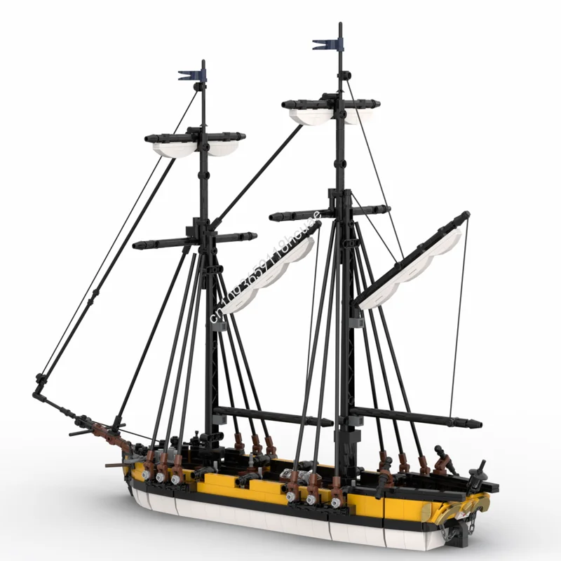 1383PCS MOC Pirate HMS Dart Royal Navy Chartered War Cutter 49,7 X 41,3 X 16,1 cm Modell Bausteine stapeln Ziegel Kreative