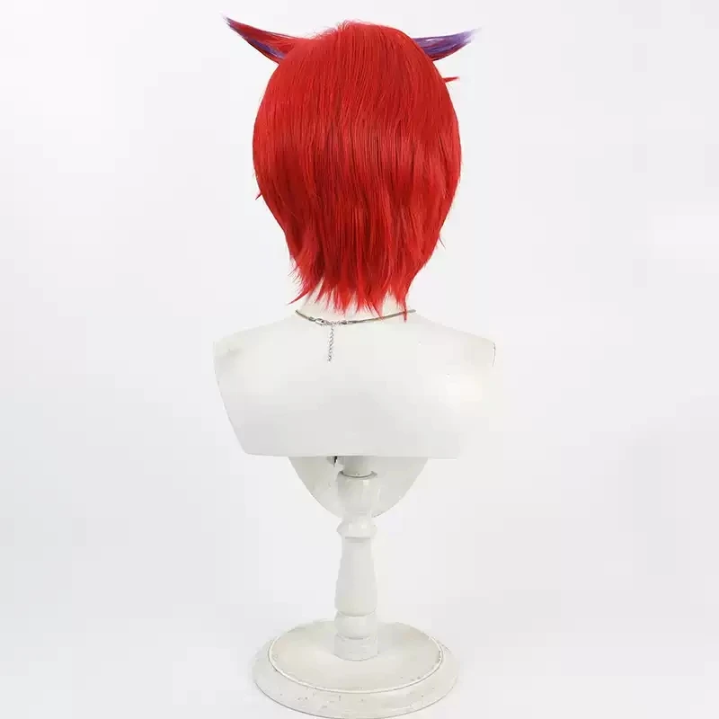 Anime Princession Orchestra Calisto Cosplay Wig 30cm Red Mixed Purple Heat Resistant Hair Halloween