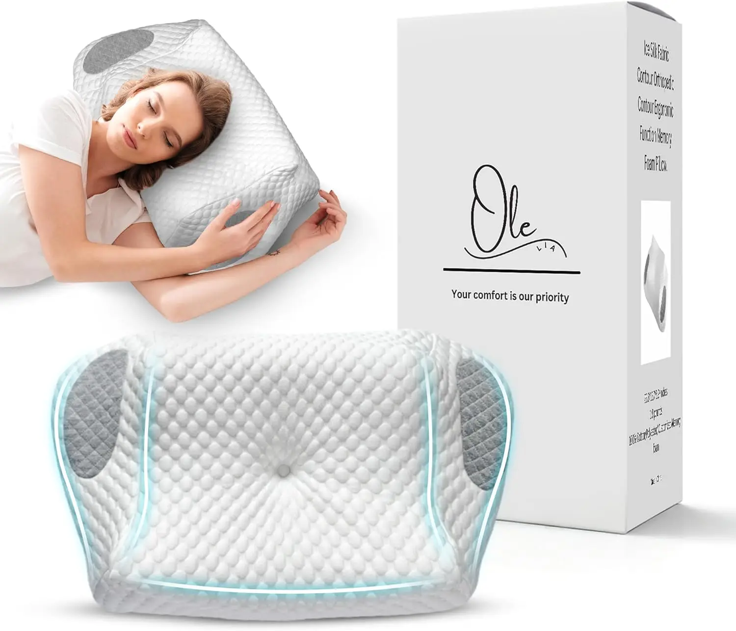 

Охлаждающая подушка из пены с эффектом памяти для сна по бокам, спинам и живота — ортопедическая поддержка шеи с моющимся чехлом