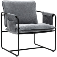 HOMCOM lounge chair with side pockets cargo 120 kg Gray