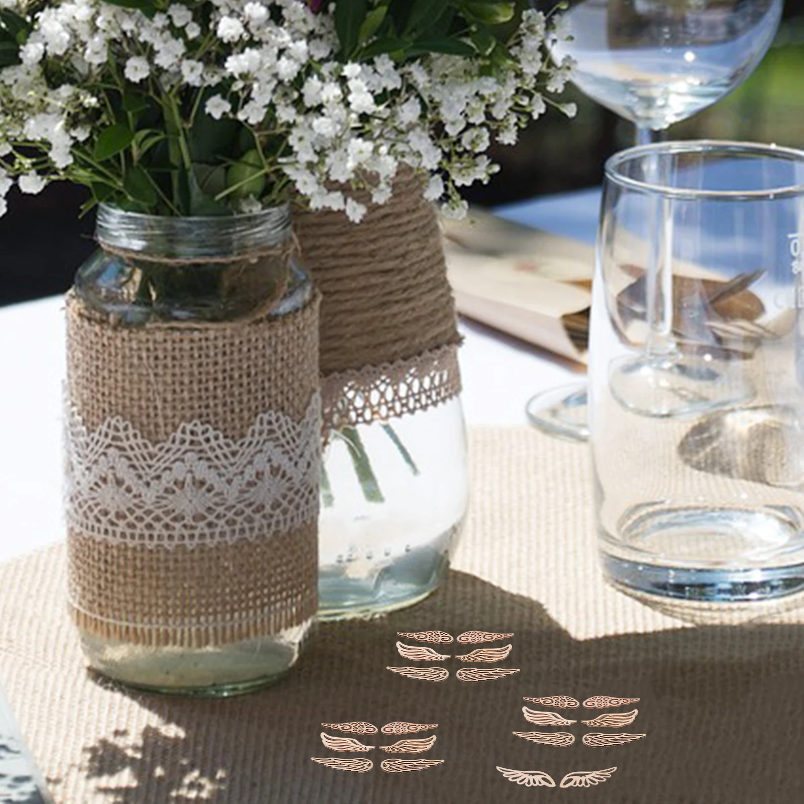 

80Pcs Elegant Wood Slices Unfinished Ornaments Rustic Wooden Chips for Hand Painting Photo Props Wings Wood Slices