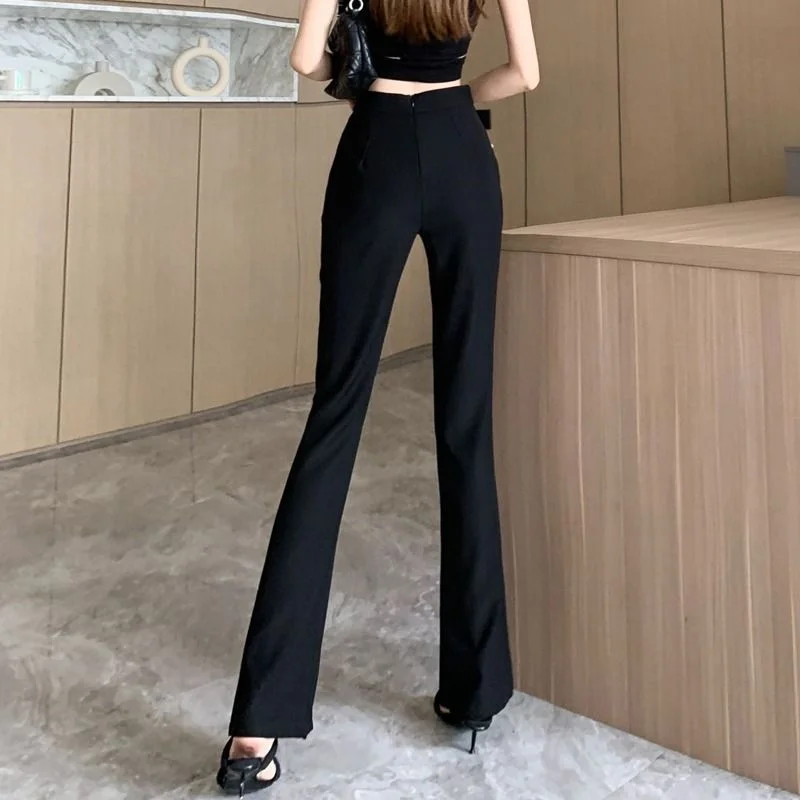 Womens Pants Skinny Trousers for Women Sexy Flare Solid Leggings Clothing Slim High Waist 90s Y2k Streetwear Nylon Cotton Summer