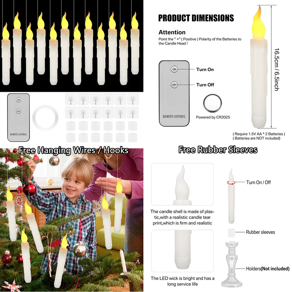 Velas LED cónicas sin llama con batería para decoración hogar y boda - imagen 5