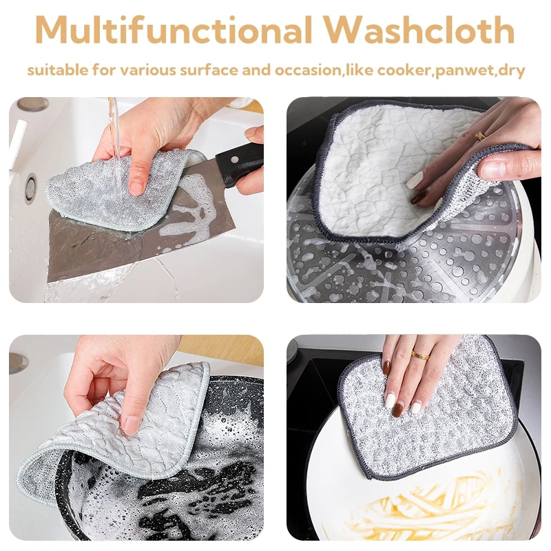 مسح الخرق أسلاك الفولاذ غسل القماش ستوكات أطباق غير عصا النفط المطبخ تنظيف الملابس مزدوجة الجانب قابلة لإعادة الاستخدام منشفة #5