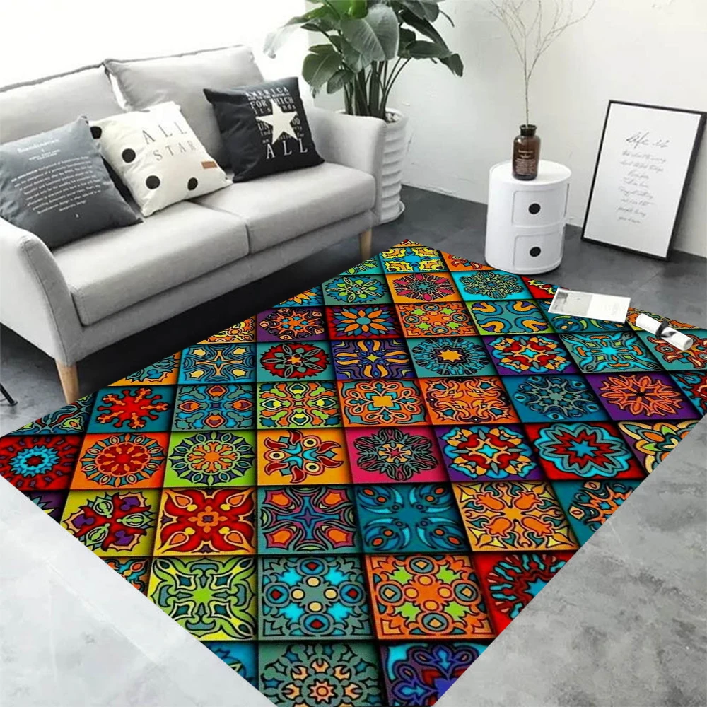 Tapis de zone Mandala bohémien, grands tapis pour salon, chambre à coucher, canapé, cuisine, salle de bain, paillasson d'entrée
