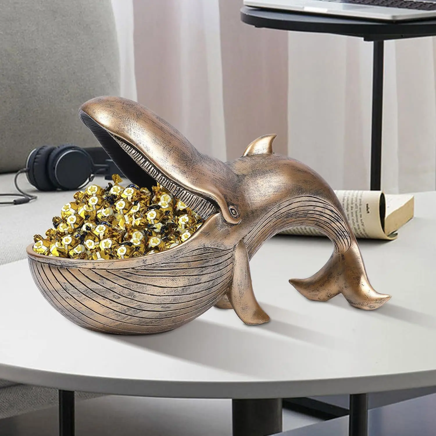 Whale Statue Funny Candy Plate Home Decoration Console Tables Key Bowl Big Mouth Container Storage Box