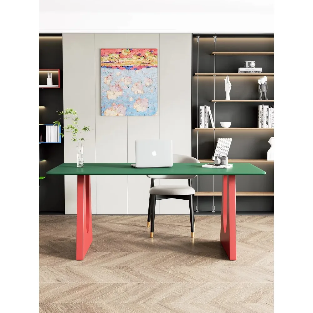 Modern Wooden Computer Desk with Rounded Corner Design, Durable and Environmentally Friendly, Solid Wood Surface