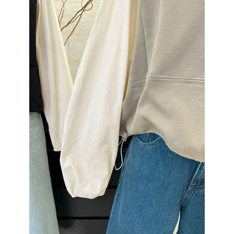 Moda otoño nuevo falso dos piezas Casual estilo occidental camisa manga Top Casual suelto cuello redondo versátil sudadera Mujer