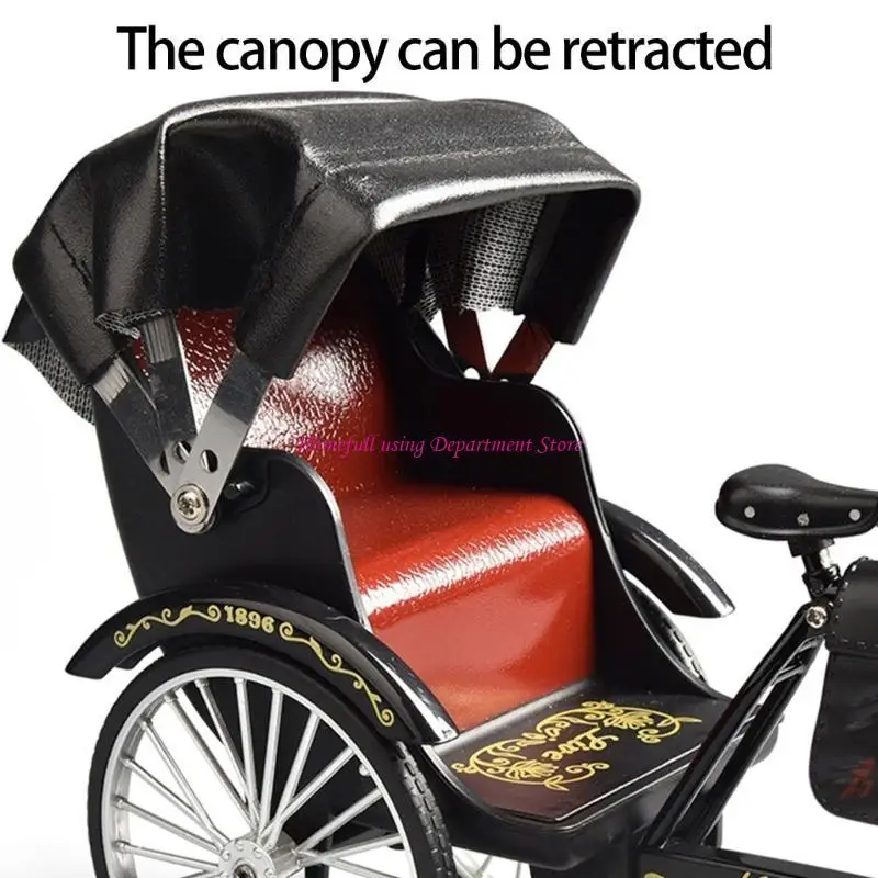 Vintage Jinrikisha Rickshaw Metal Model Collectible Tricycle Replicas For Bookshelves Display Unique Gift For Adults