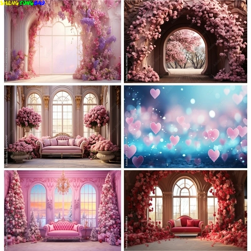 Hochzeits feier Fotografie Kulissen Requisiten Dekoration im Freien Bogen Blumen Valentinstag Fotostudio Hintergrund SZ-57