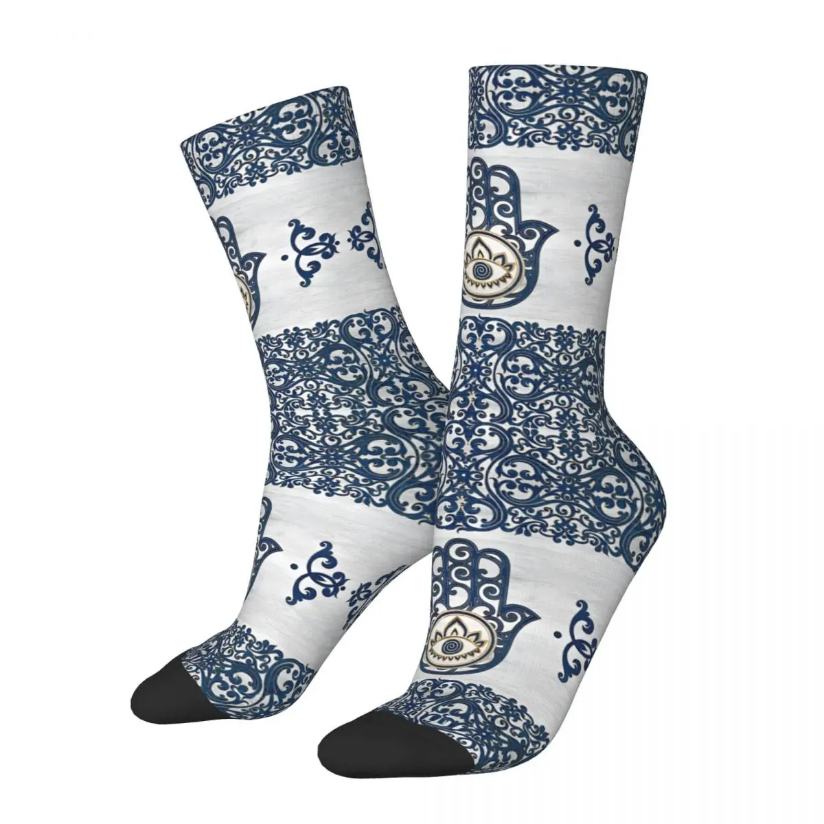 Funny Crazy Sock for Men Hamsa Hand Harajuku Quality Pattern Printed Crew Sock Seamless Gift