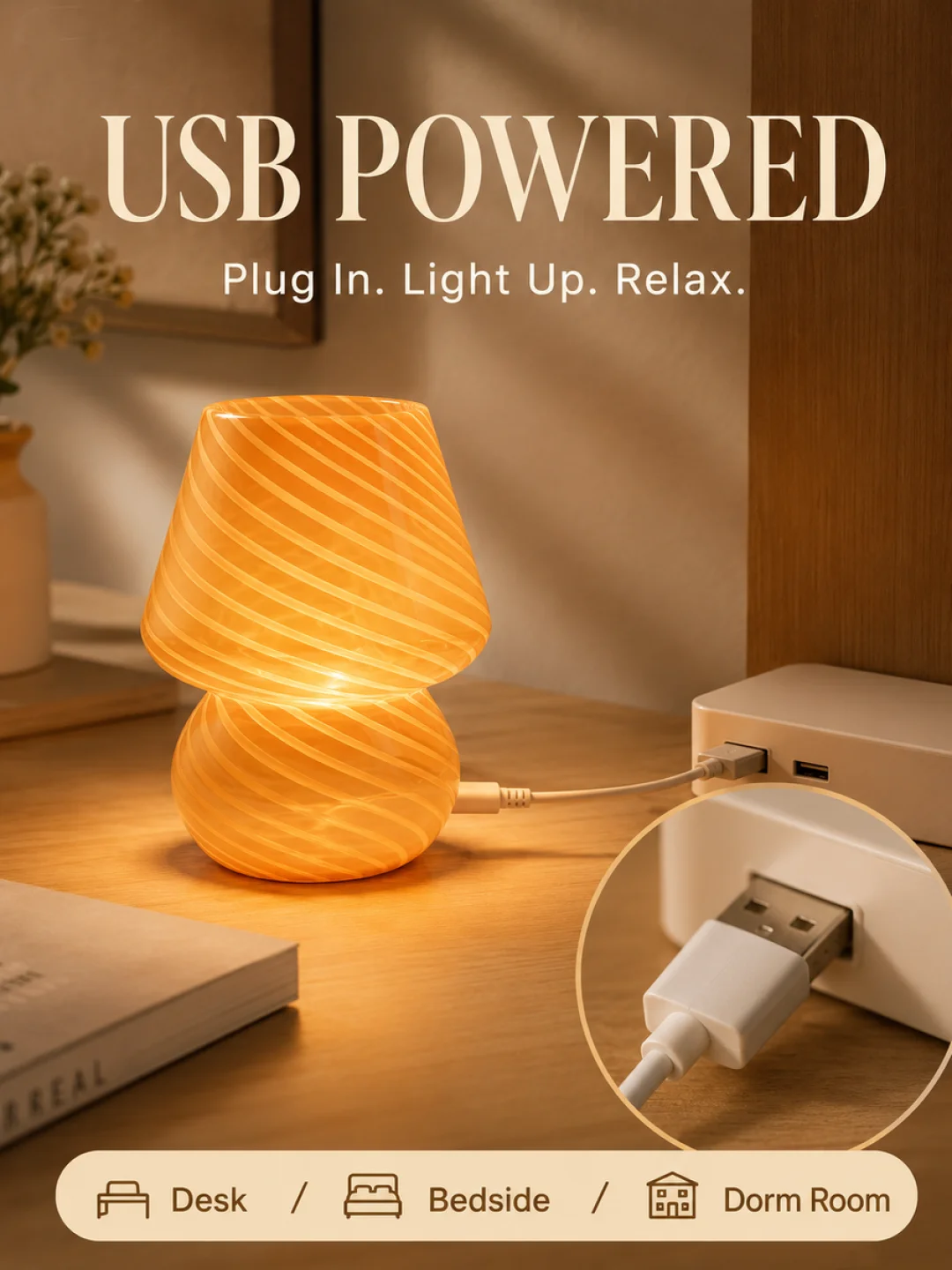New Modern Nordic Cute Glass Table Lamp 3 Color Dimmable White Coffee Pink Orange Multicolor Indoor Ambient Lighting Girl Gift