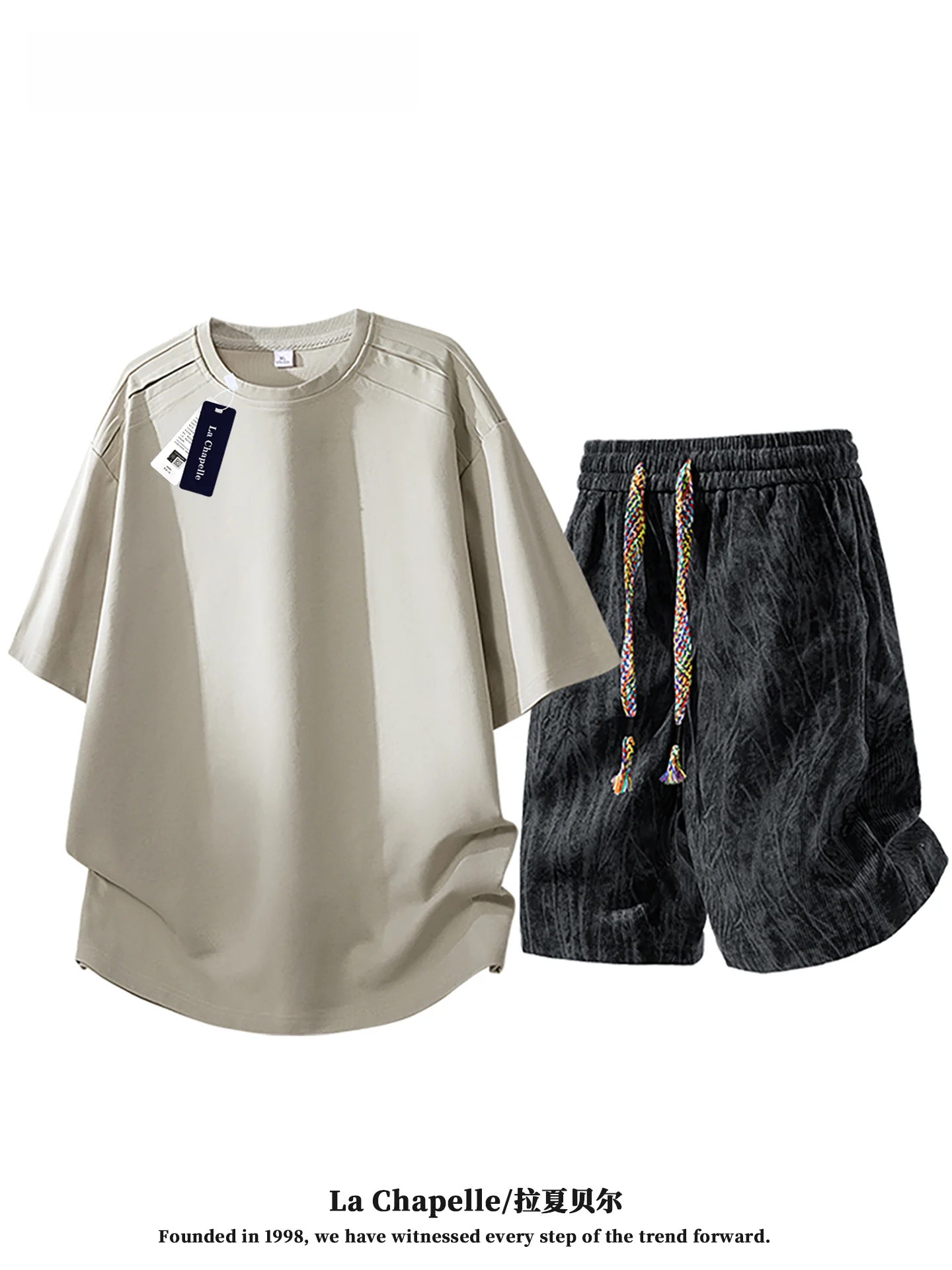 la-chapelle-Ete-2026-ensemble-decontracte-deux-pieces-pour-homme-grande-taille-en-soie-glacee-t-shirt-a-manches-courtes-et-short-tenue-de-sport