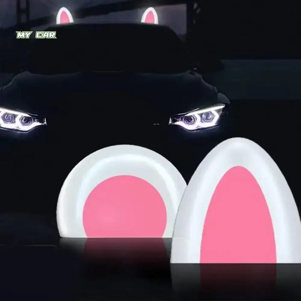 

2Pcs Cartoon Solar Cat Ears/Bear Ears Paste Decorative Car Roof Decoration Light Vibration Sensing Night Lighting