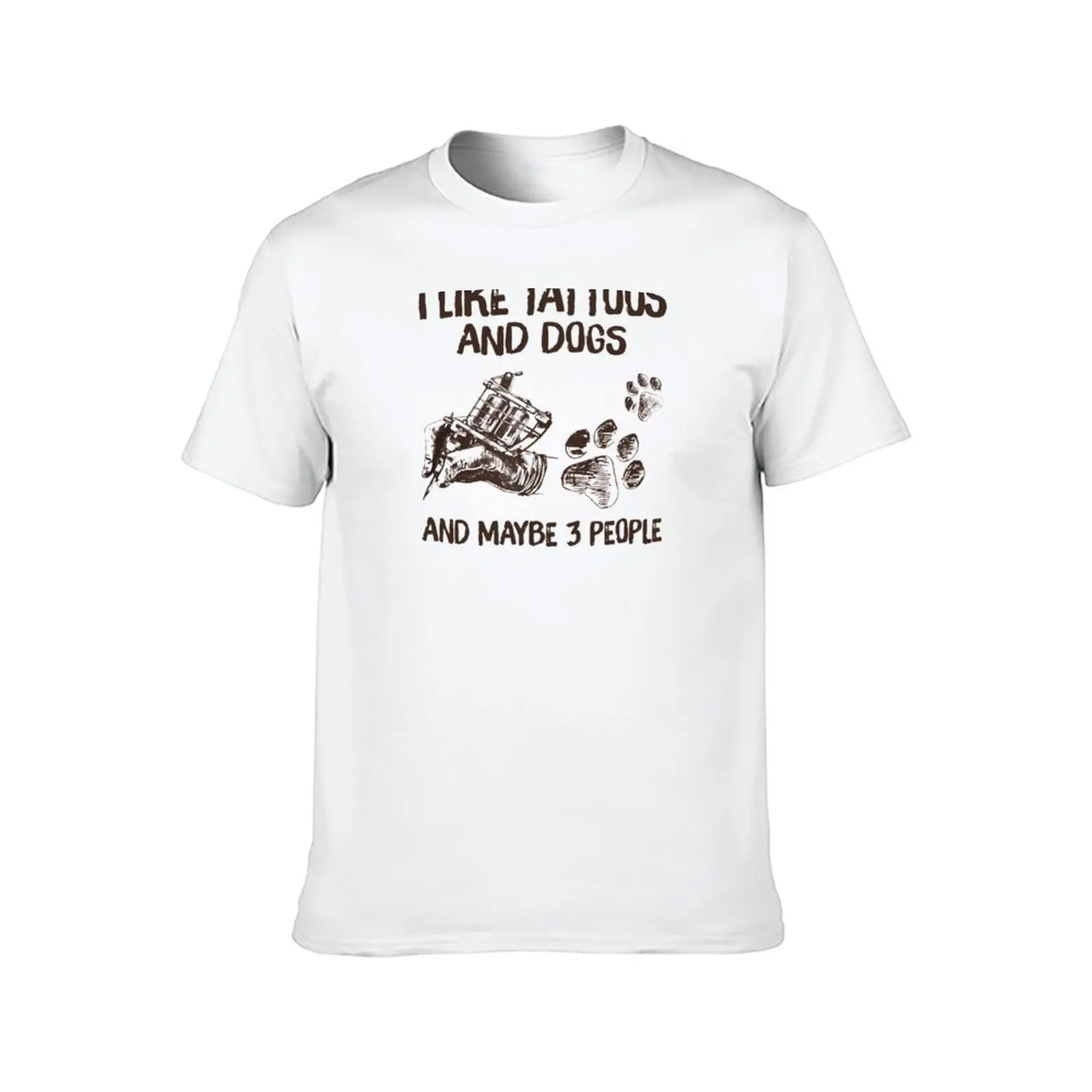 أنا أحب الوشم والكلاب وربما 3 أشخاص تي شيرت تي شيرت للرجل جرافيك مضحك القطن تي شيرت تي شيرت عالي الجودة