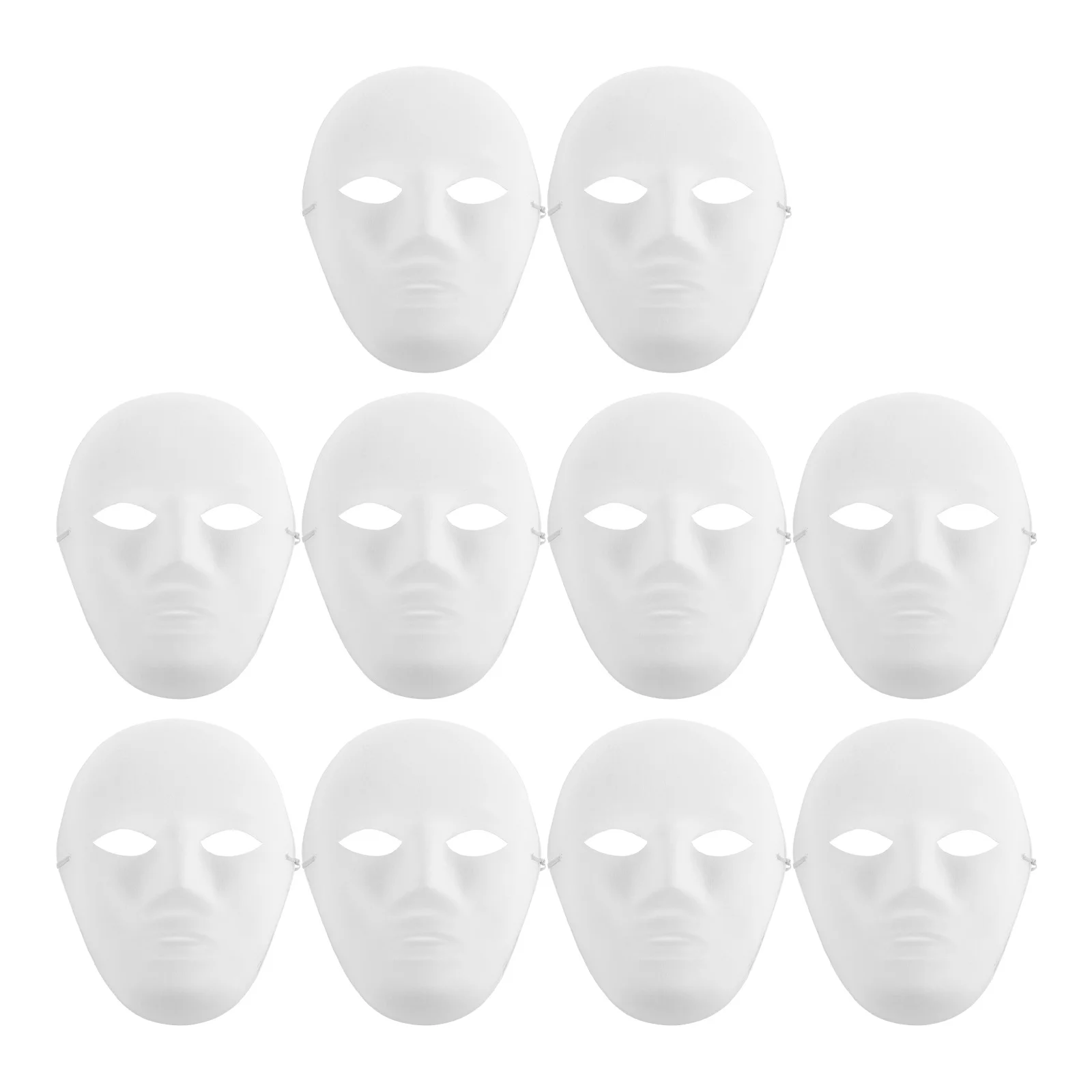 

10Pcs Halloween Costume Mask Full Face DIY Blank Breathable Paper Pulp Masks Elastic Strap Hip-Hop Ghost Design for Scary