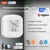 Tuya Smart WiFi/ZigbeeTemperature Humidity Sensor,LCD Display &APP Alert,Indoor Hygrometer Thermometer Support Alexa Google Home