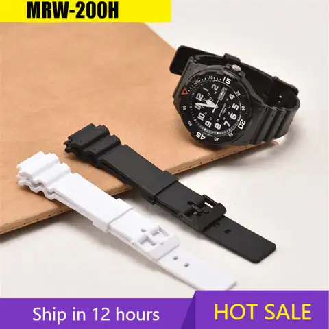 Cinturino in resina per Casio MRW-200H 18MM cinturino sportivo da uomo impermeabile nero bianco accessori per orologi di ricambio