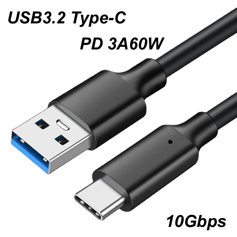 1m 2m 3m USB 3.2 Type A to Type C Fast Charging Cable 10Gbps Data Sync Transmit Data Cable for SSD HDD PD 3A 60W QC3.0 for Phone