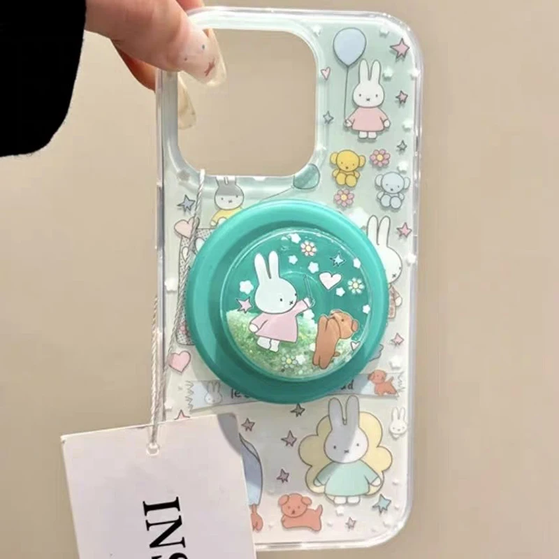 Coque de téléphone Miffy Kawaii adaptée à l'iphone 17 16 15 14, support magnétique Miffy et Snuffy, étui de téléphone Anti-chute, cadeaux pour filles