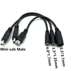 Mini USB 5pin Male To DC 5.5*2.1mm 4.0*1.7mm 3.5*1.35mm Female Power Charging Conversion Plug Cable 15cm 5V 