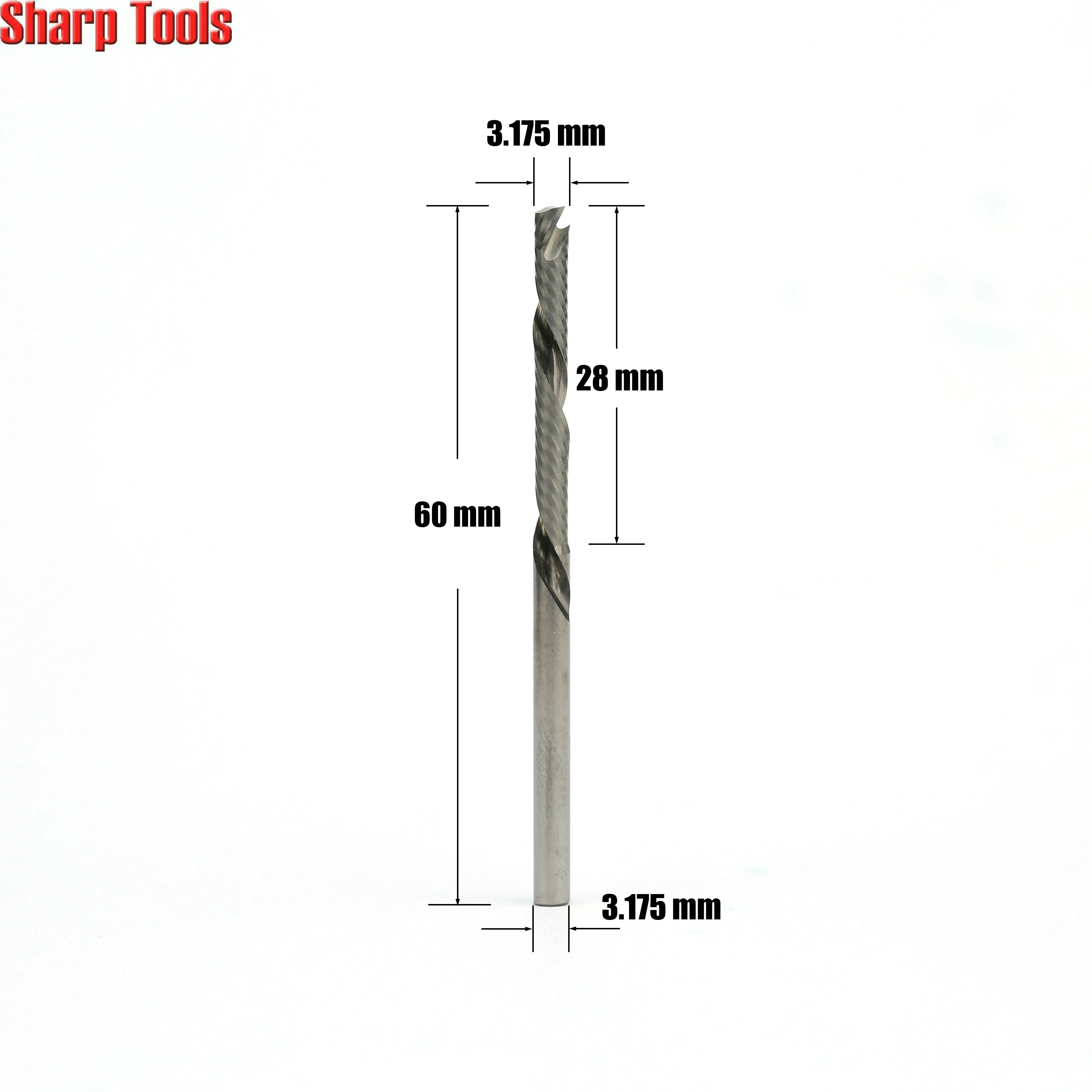 3.175x28mm Up Down Cut 1 Flute Tungsten Solid Carbide CNC Router Bits Compression Milling Cutter Woodworking Tool Spiral Endmill