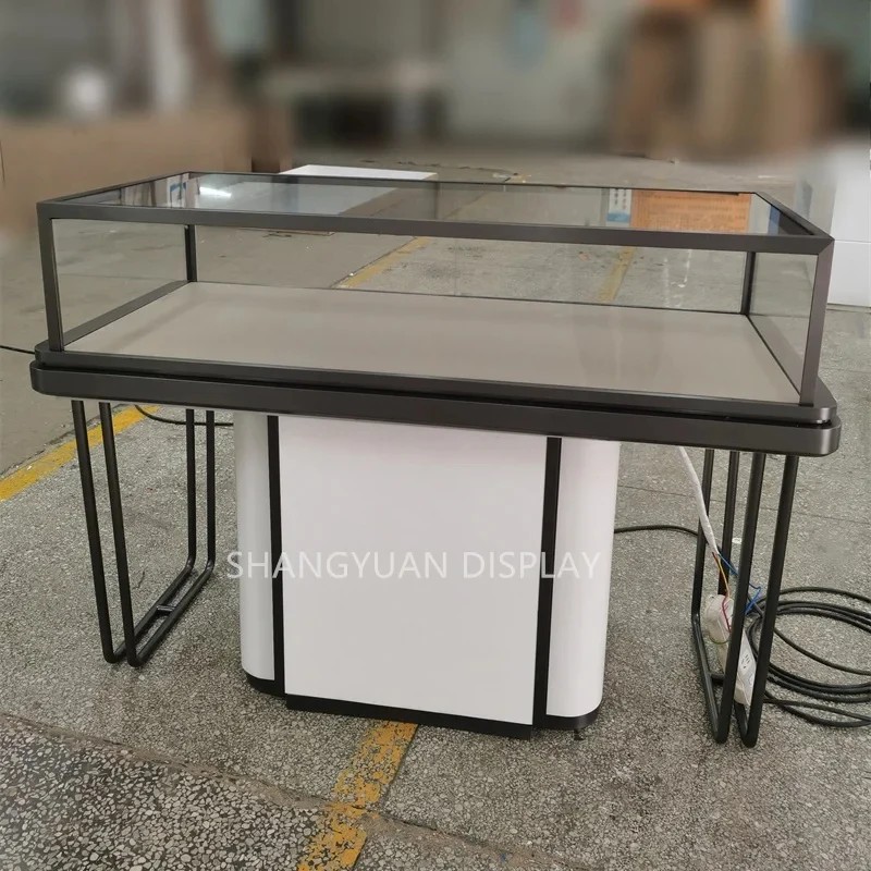 custom.High Quality Factory Watch Display Cabinet Metal Stainless Steel Jewelry Display Showcase With LED Light