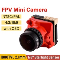 FPV Camera 1800TVL 5MP 2.1mm 1/8 inch Starlight Sensor 5V-40V NTSC/PAL with OSD Internal for RC FPV Racing Drone DIY Parts