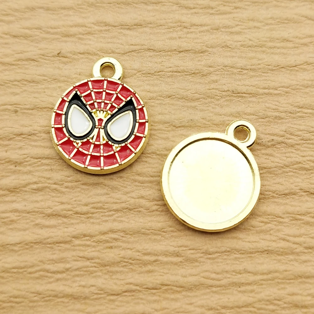 10pcs Spider Man Charm for Jewelry Making Enamel Necklace Earring Bracelet Pendant Diy Accessories Alloy Metal Gold Plated