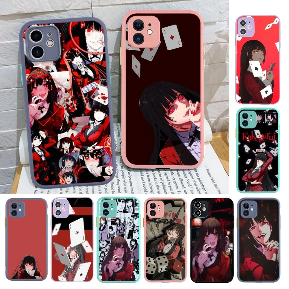 Japanese Anime Kakegurui Jabami Yumeko Phone Case for iPhone 14 13 Mini Pro Max 8 7 Plus X XR XS MAX Translucent Matte Cover