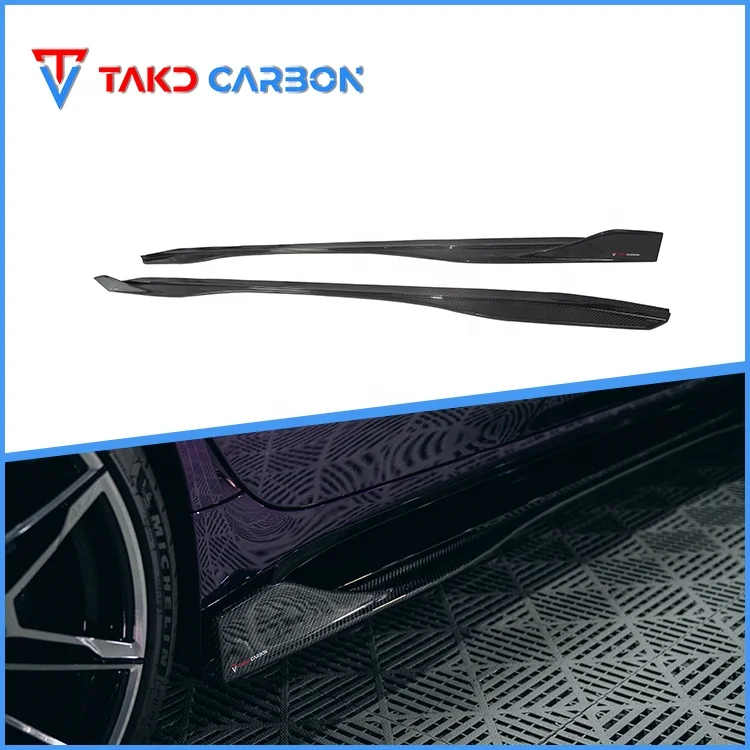 TAKD Carbon Real Car Data Development Dry Carbon Fiber Side Skirts Extensions For BMW M3 M4 G80 G82