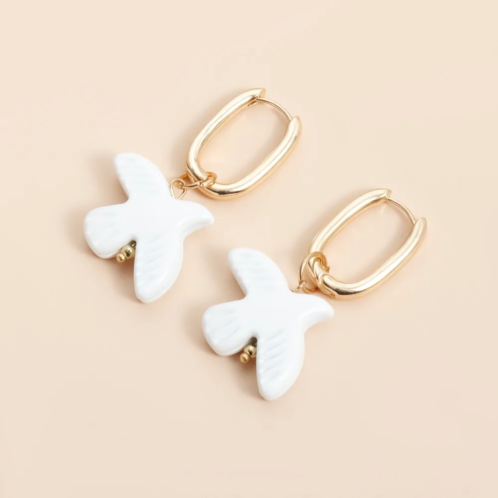 New Trendy White Flying Bird Dove of Peace Pendant Crystal Beaded Tassel Choker Necklace Bracelet Earrings Set for Women Jewelry view 4