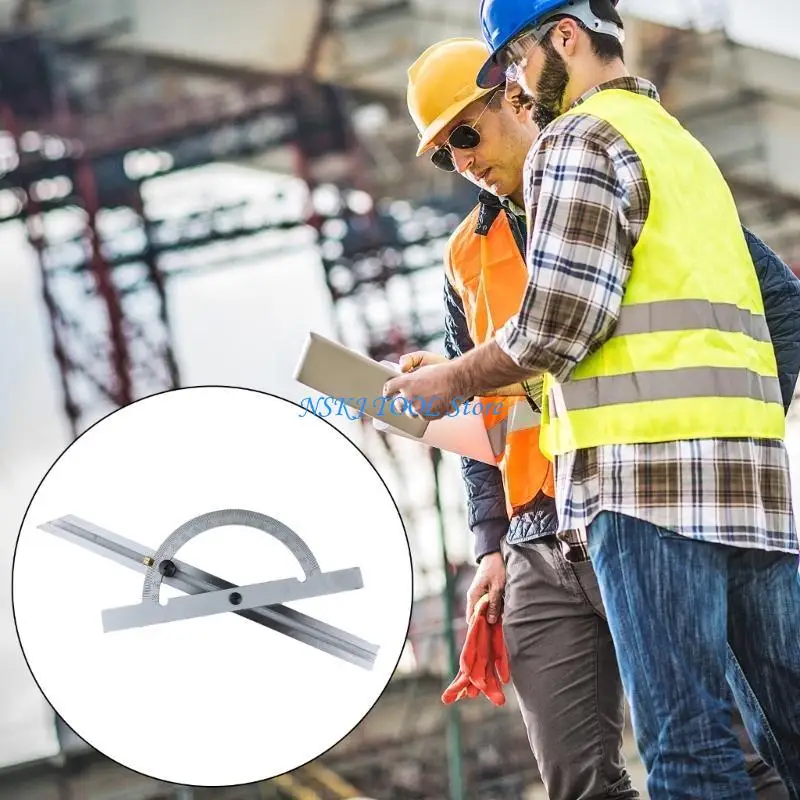 L8RC Carbon Steel Protractor Angles finder 10-170 Degree Adjustable Woodworking Measurement Protractor Ruler Calipers