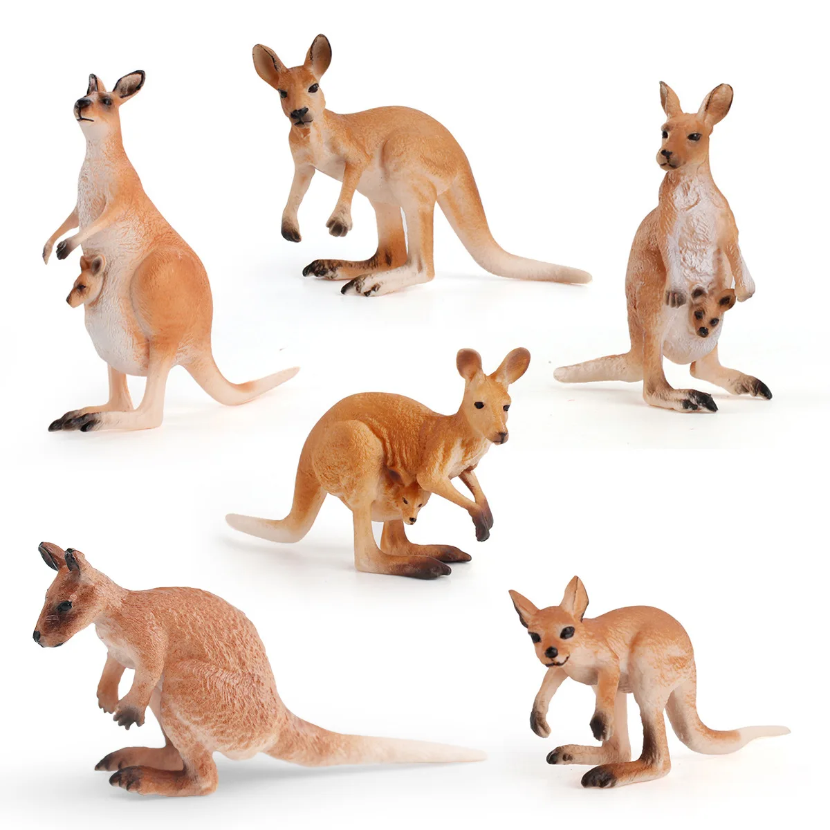 Children's Realistic Australian Kangaroo Model Wildlife Static Mother Kangaroo Solid Early Education Cognitive Collectible Toy