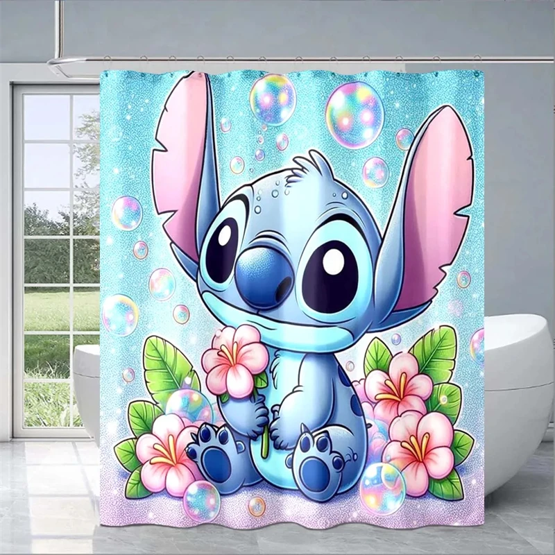 Stitch Shower Curtain Anime Cartoon Anime Bathroom Accessories Waterproof Toilet Decoration Home Decor Curtain