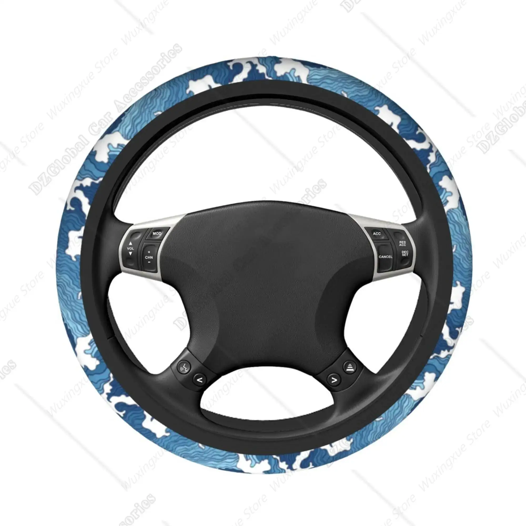 Coprivolante per Auto per donna ragazza uomo 15 pollici Blue Sea Wave interni accessori Auto decorazioni copriruota estetici