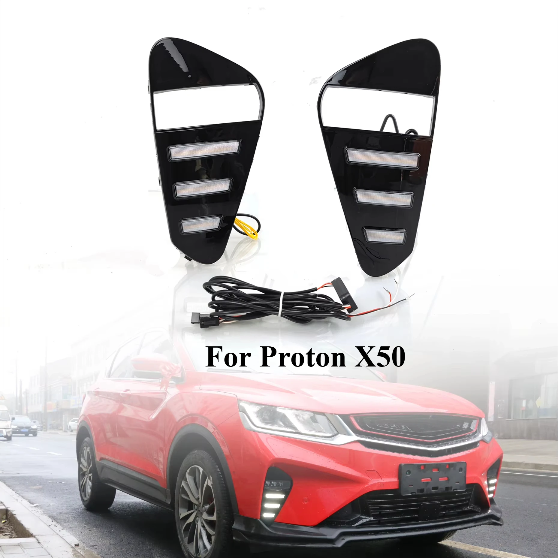

ДХО для Proton X50 2018-2020/BINYUE 2018, передняя панель, модифицированная противотуманная фара, светодиодные дневные ходовые огни, 2 шт.