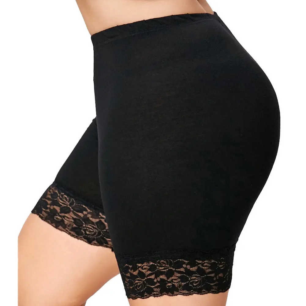 Women\'S Plus Size Lace Stitching Sports Shorts Leggings XL High Waist Hollow Lace Stretch Leggings XL-4XL