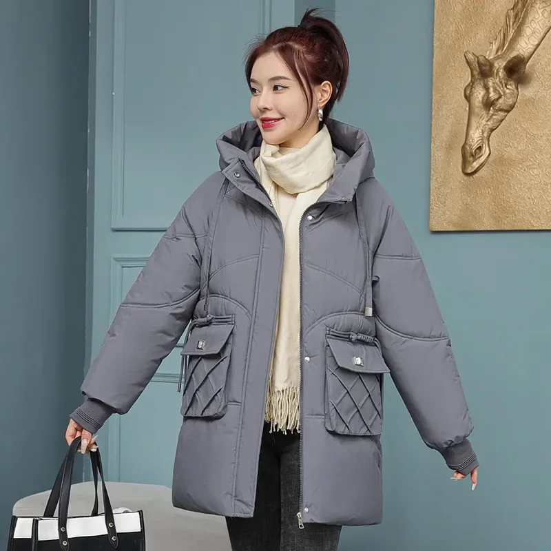 2024 New Winter Women Jacket Hooded Long Parkas Coats Casual Thicken Snow Wear Jackets Cotton Padded Warm Puffer Jacket Outwear