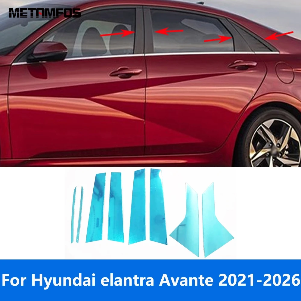 

For Hyundai elantra Avante 2021-2025 2026 Stainless Steel Window Sill Center B C Pillar Posts Cover Trim Accessories Car Styling