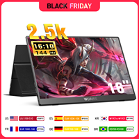 WUAWE 2.5K 16 inch Portable Monitor for Laptop ，USB C HDMI Gaming Ultra-Slim IPS Display w/Smart Cover & Speakers,HDR Plug&Play