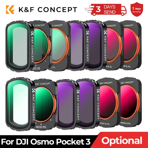 K & F Concept Filtro de cámara deportiva para DJI Osmo Pocket 3 UV CPL ND/PL Black Mist 1/4 ND2-32 ajustable ND32-512 filtros opcionales