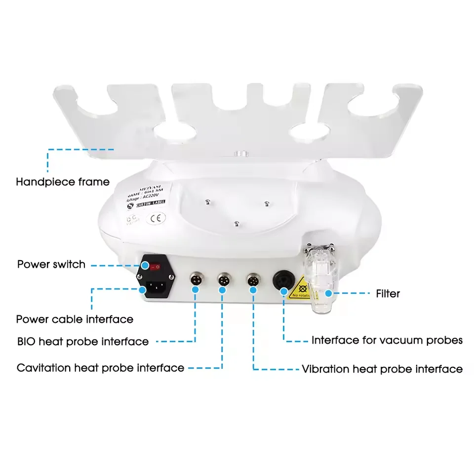 Heetste Desktop 6 In 1 80 K 5D Cavitatie Ultrasone Lichaam Trillingen Afslanken Vormgeven Warmte Shock Massage Lifting RF Vacuüm apparaat