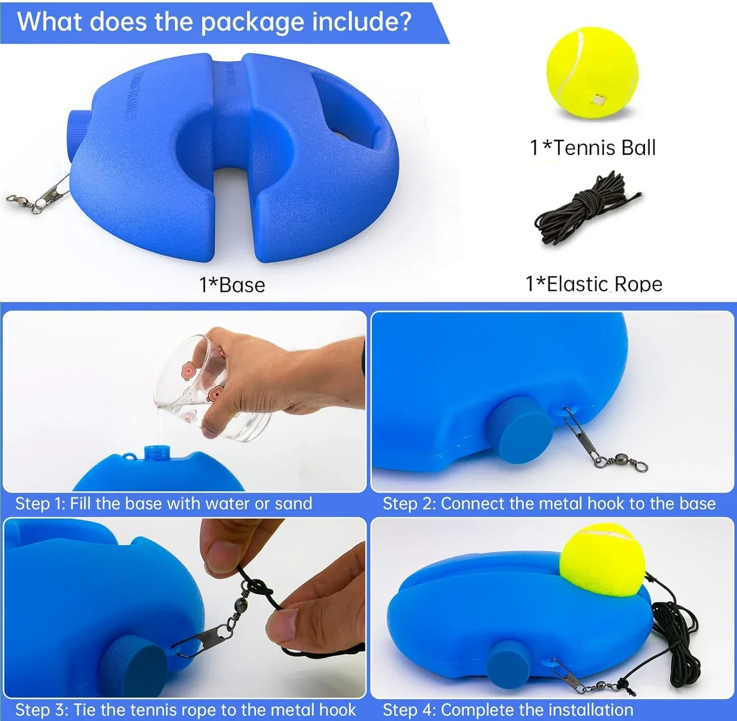 2026 Factory Solo Tennis Trainer Rebound Ball Self Practice Tennis Trainer Tool with Ropes Balls and Trainer Baseboard
