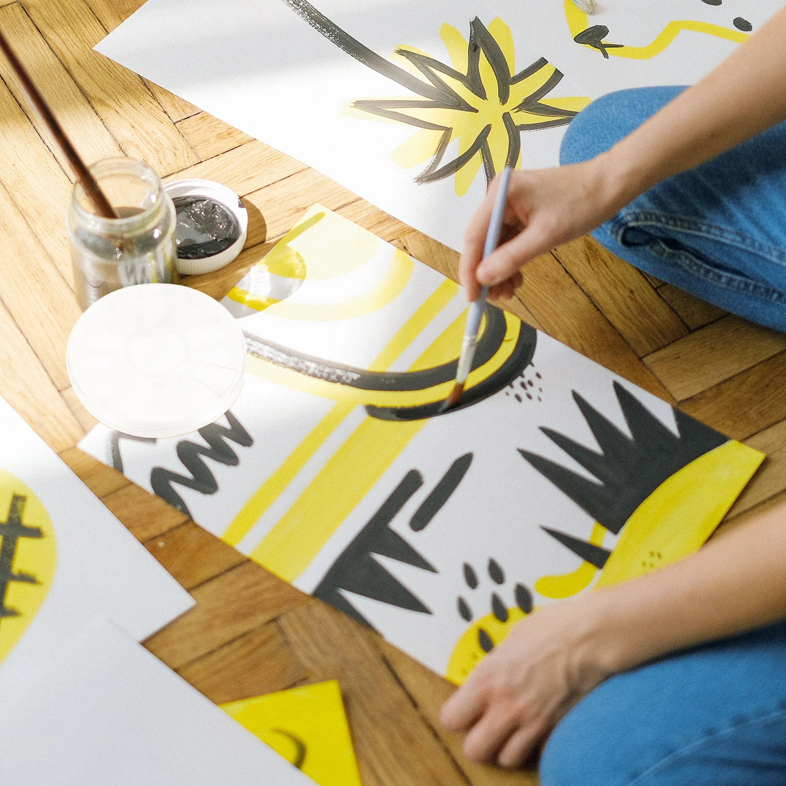 

10Pcs Watercolor Pigment Sub-Packaging Round Plates Durable Plastic Tray Prevent Drying for Acrylic Watercolors Art Supplies